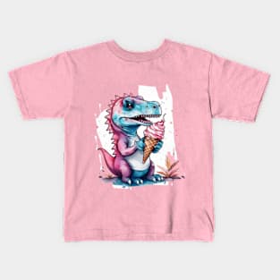 Cute dinosaur trex eating ice cream gift ideas trex kids tees tshirts hoodies gifts Kids T-Shirt